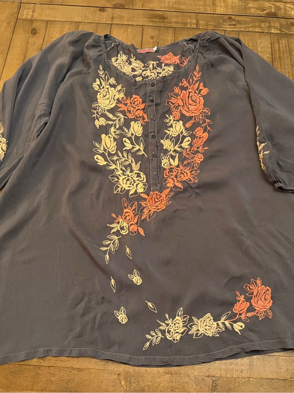 Johnny Was navy kids bottoms with red embroidery